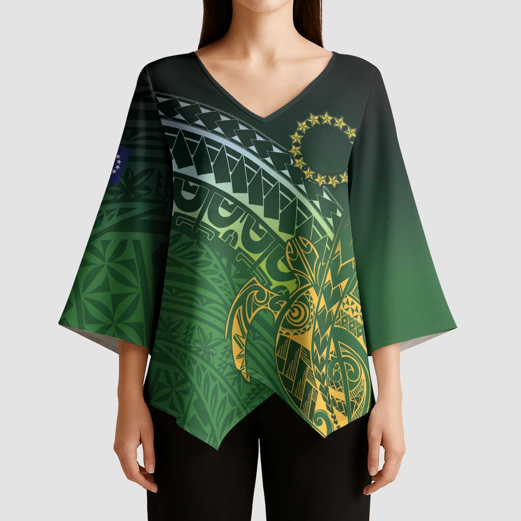 Cook Islands Rugby Kuki Avaiki Kimono Sleeve Blouse Tribal Turtle LT7 - Polynesian Pride