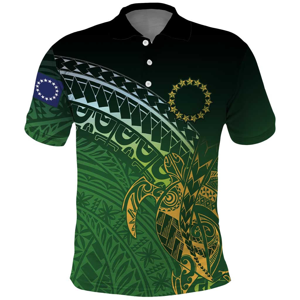 Cook Islands Rugby Kuki Avaiki Polo Shirt Tribal Turtle LT7 Dark Green - Polynesian Pride