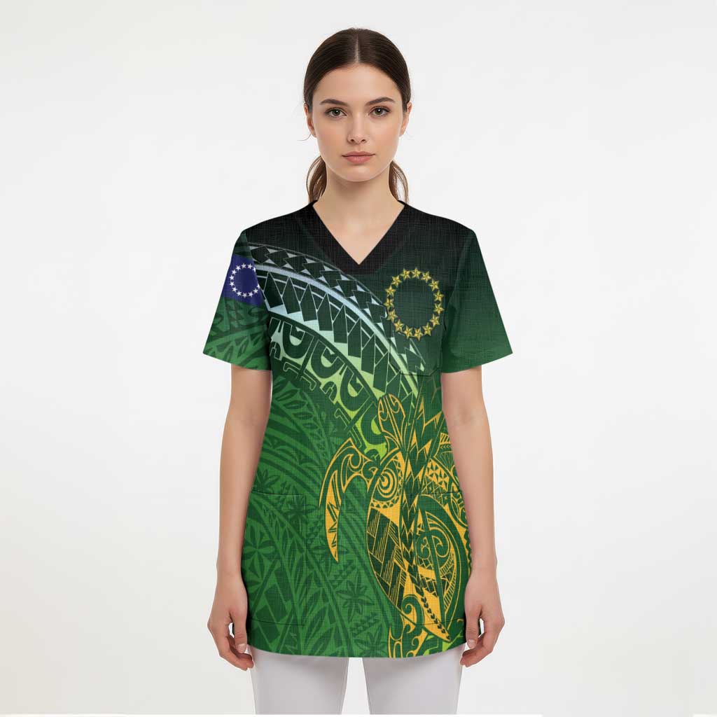 Cook Islands Rugby Kuki Avaiki Scrub Top Tribal Turtle LT7 - Polynesian Pride