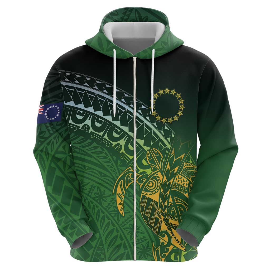 Cook Islands Rugby Kuki Avaiki Zip Hoodie Tribal Turtle LT7 - Polynesian Pride