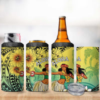 Honolulu Hawaii 4 in 1 Can Cooler Tumbler Ilima Plumeria with Hula Girl