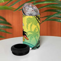 Honolulu Hawaii 4 in 1 Can Cooler Tumbler Ilima Plumeria with Hula Girl