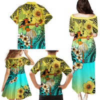 Honolulu Hawaii Family Matching Puletasi and Hawaiian Shirt Ilima Plumeria with Hula Girl LT7 - Polynesian Pride