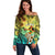 Honolulu Hawaii Off Shoulder Sweater Ilima Plumeria with Hula Girl LT7 Women Colorful - Polynesian Pride