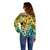 Honolulu Hawaii Off Shoulder Sweater Ilima Plumeria with Hula Girl LT7 - Polynesian Pride