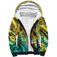 Honolulu Hawaii Sherpa Hoodie Ilima Plumeria with Hula Girl LT7 Unisex Colorful - Polynesian Pride