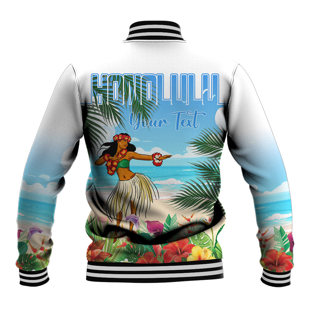 Personalised Hawaii Hula Girl Baseball Jacket Honolulu Festival LT7 - Polynesian Pride
