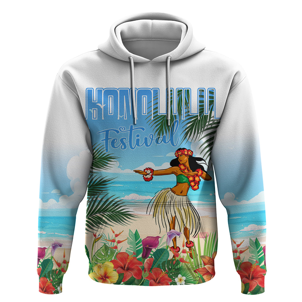 Personalised Hawaii Hula Girl Hoodie Honolulu Festival LT7 Pullover Hoodie Art - Polynesian Pride