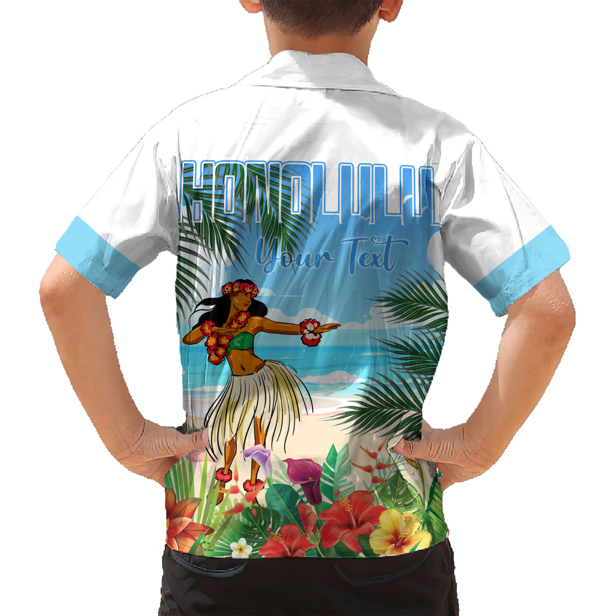 Personalised Hawaii Hula Girl Kid Hawaiian Shirt Honolulu Festival LT7 - Polynesian Pride