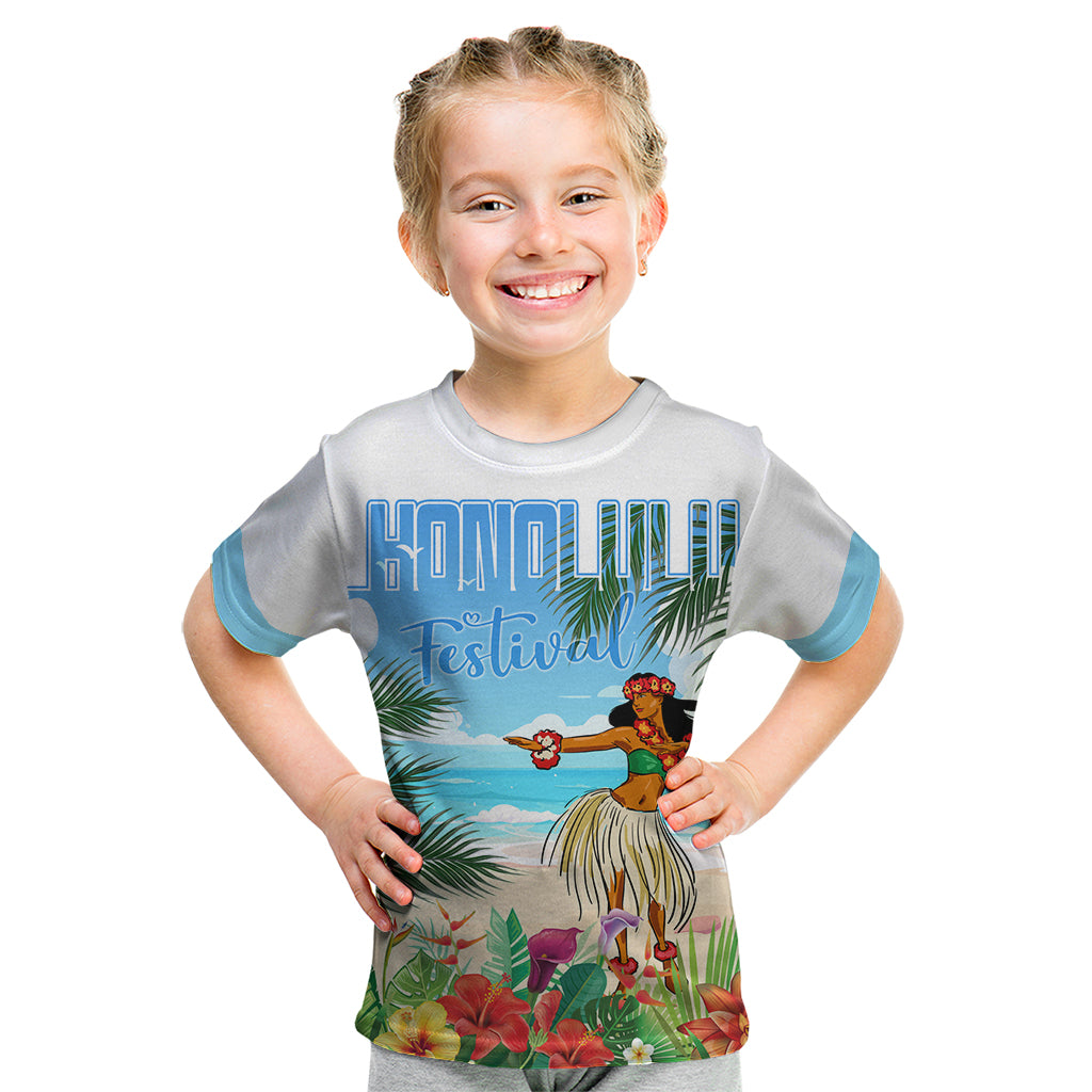 Personalised Hawaii Hula Girl Kid T Shirt Honolulu Festival LT7 Art - Polynesian Pride