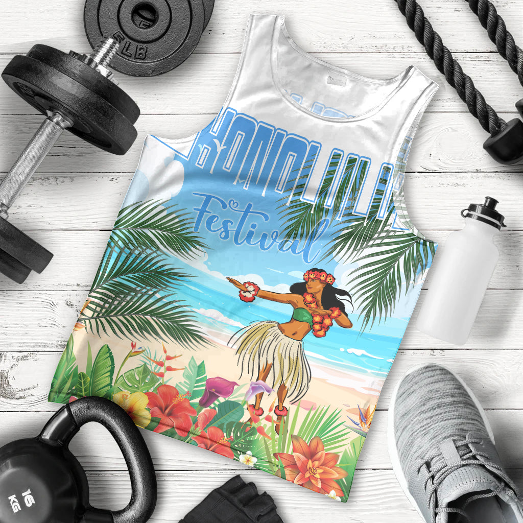 Personalised Hawaii Hula Girl Men Tank Top Honolulu Festival LT7 - Polynesian Pride