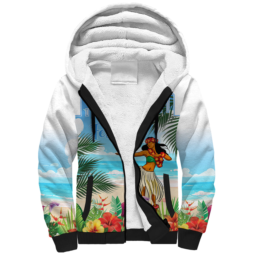 Personalised Hawaii Hula Girl Sherpa Hoodie Honolulu Festival LT7 Unisex Art - Polynesian Pride
