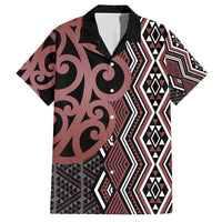 Maori Taniko Patterns Family Matching Short Sleeve Bodycon Dress and Hawaiian Shirt Brown Patiki Motifs Mix Whakairo Ngaru LT7 Dad's Shirt - Short Sleeve Brown - Polynesian Pride