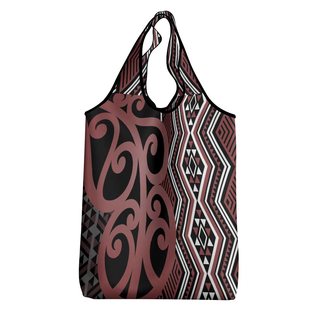 Maori Taniko Patterns Grocery Bag Brown Patiki Motifs Mix Whakairo Ngaru