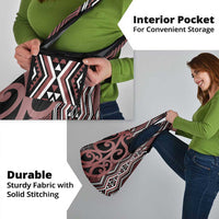 Maori Taniko Patterns Grocery Bag Brown Patiki Motifs Mix Whakairo Ngaru