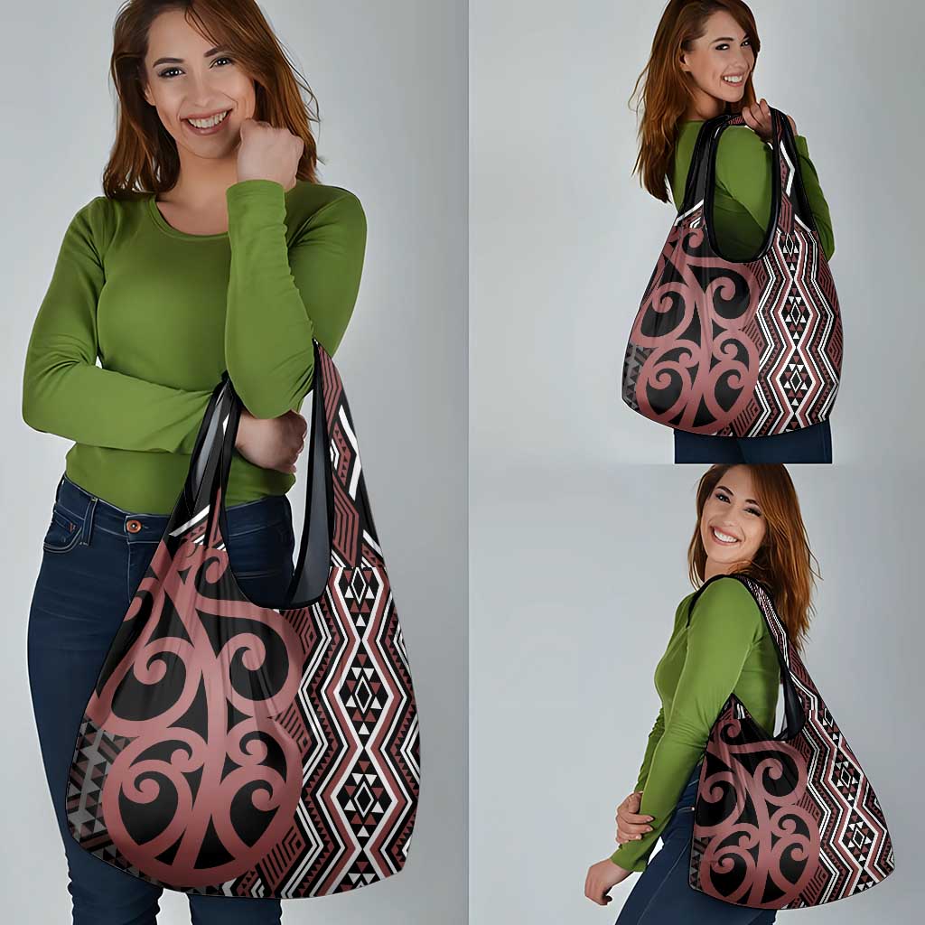 Maori Taniko Patterns Grocery Bag Brown Patiki Motifs Mix Whakairo Ngaru