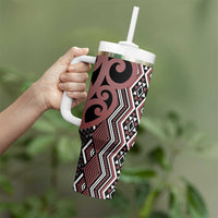 Maori Taniko Patterns Tumbler With Handle Brown Patiki Motifs Mix Whakairo Ngaru