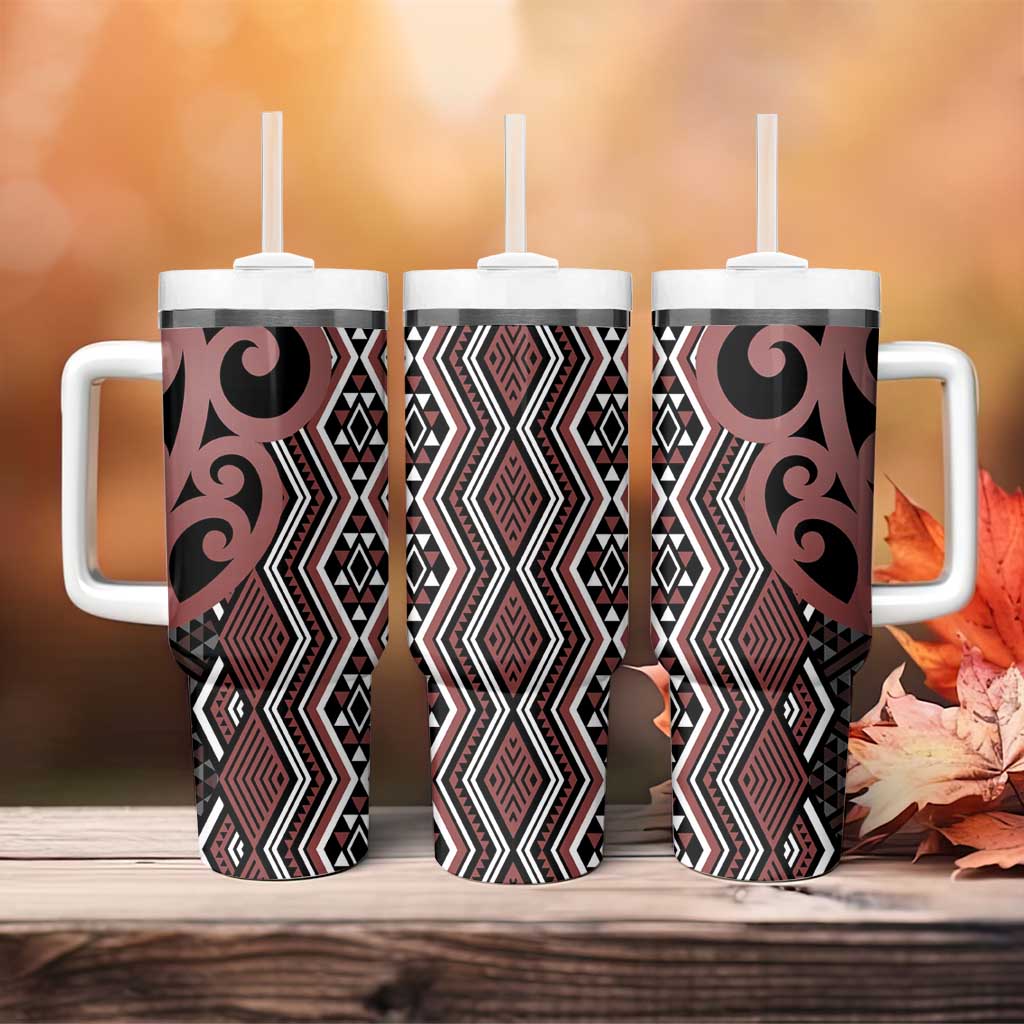 Maori Taniko Patterns Tumbler With Handle Brown Patiki Motifs Mix Whakairo Ngaru