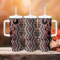 Maori Taniko Patterns Tumbler With Handle Brown Patiki Motifs Mix Whakairo Ngaru
