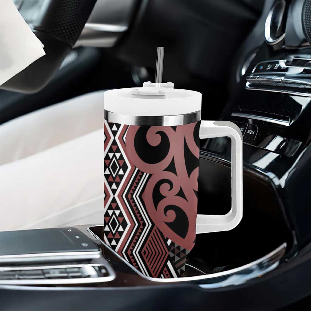 Maori Taniko Patterns Tumbler With Handle Brown Patiki Motifs Mix Whakairo Ngaru