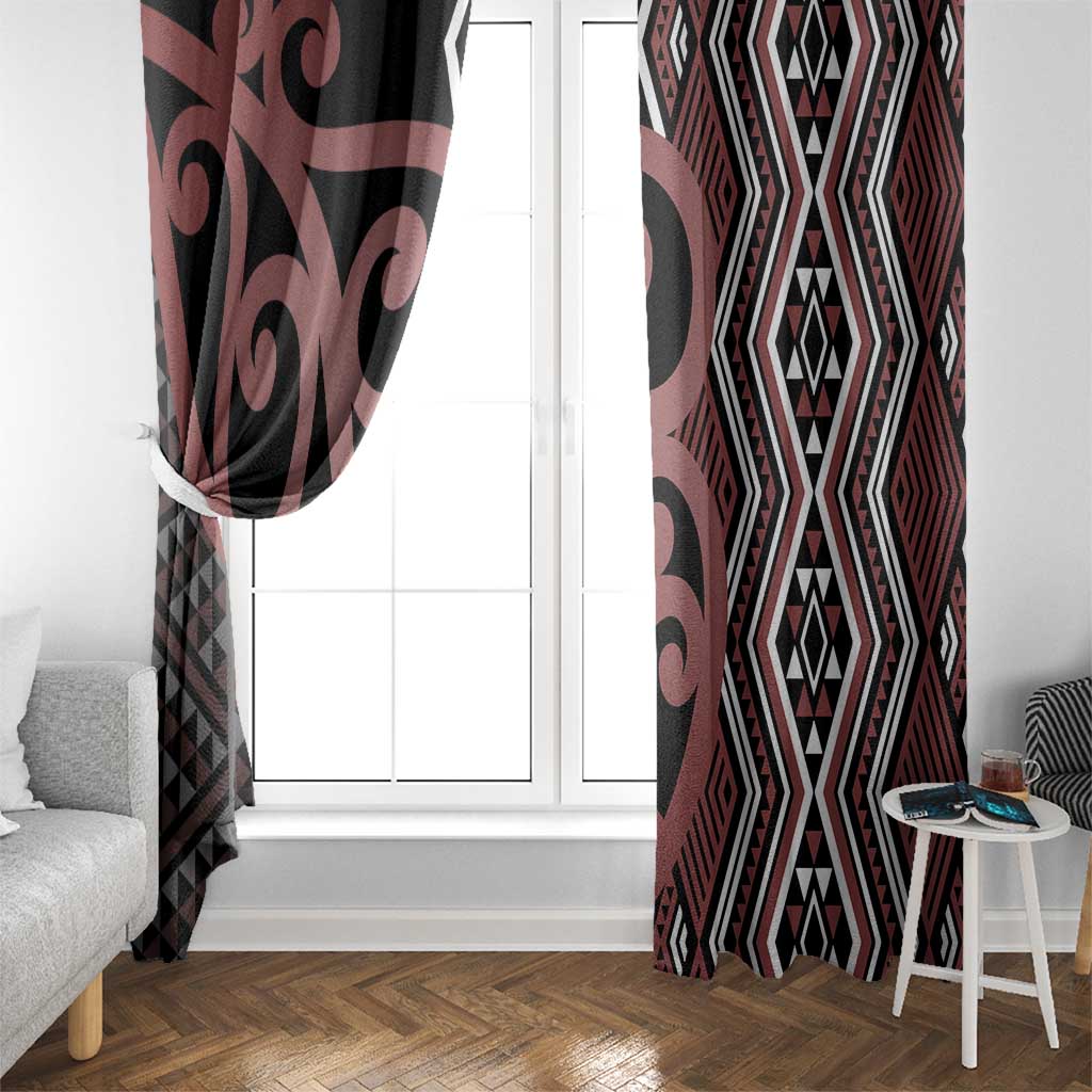 Maori Taniko Patterns Window Curtain Brown Patiki Motifs Mix Whakairo Ngaru