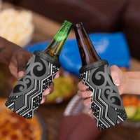 Maori Taniko Patterns 4 in 1 Can Cooler Tumbler Black Patiki Motifs Mix Whakairo Ngaru