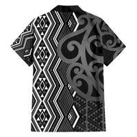 Maori Taniko Patterns Family Matching Long Sleeve Bodycon Dress and Hawaiian Shirt Black Patiki Motifs Mix Whakairo Ngaru LT7 - Polynesian Pride