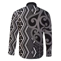 Maori Taniko Patterns Family Matching Long Sleeve Bodycon Dress and Hawaiian Shirt Black Patiki Motifs Mix Whakairo Ngaru LT7 - Polynesian Pride