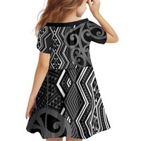 Maori Taniko Patterns Family Matching Mermaid Dress and Hawaiian Shirt Black Patiki Motifs Mix Whakairo Ngaru LT7 - Polynesian Pride