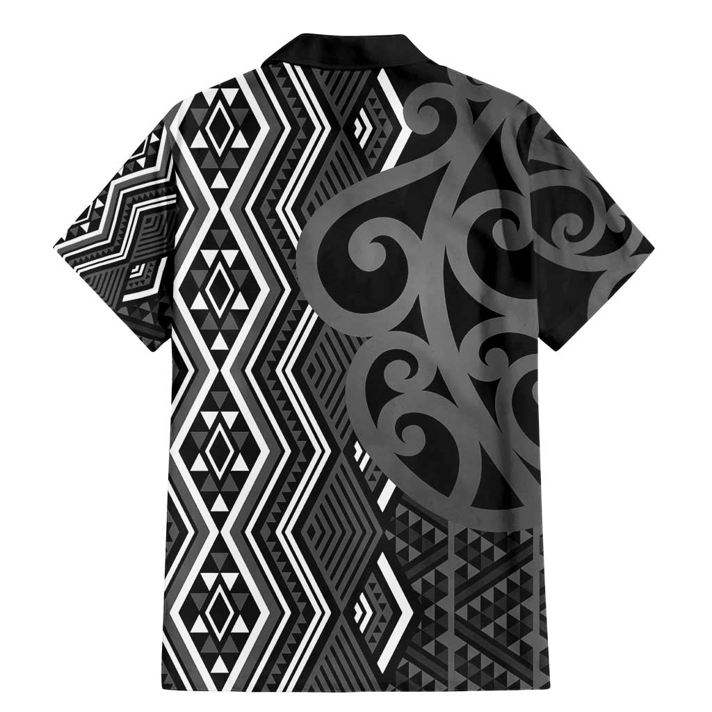 Maori Taniko Patterns Family Matching Mermaid Dress and Hawaiian Shirt Black Patiki Motifs Mix Whakairo Ngaru LT7 - Polynesian Pride