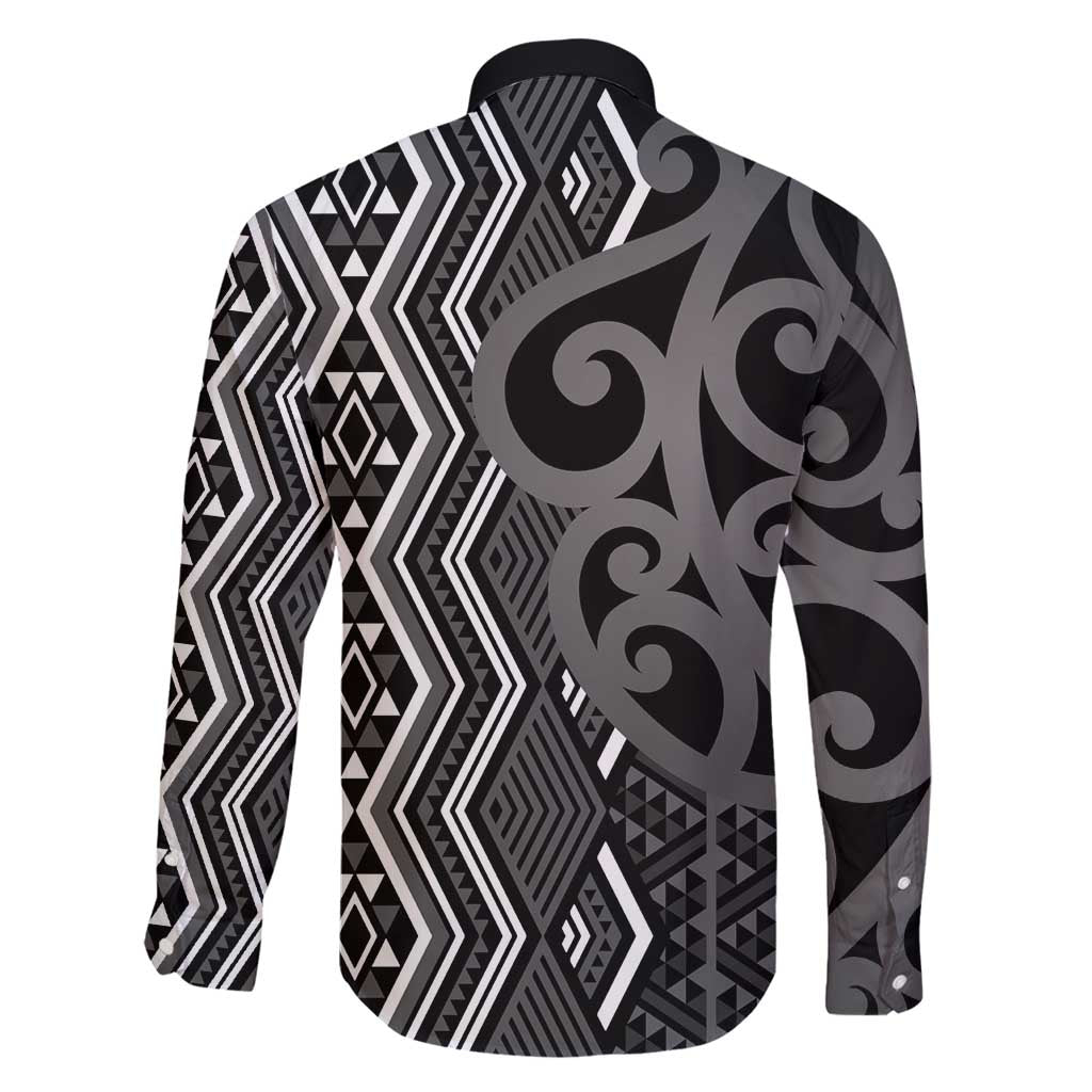 Maori Taniko Patterns Family Matching Puletasi and Hawaiian Shirt Black Patiki Motifs Mix Whakairo Ngaru LT7 - Polynesian Pride