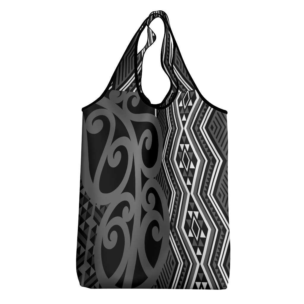 Maori Taniko Patterns Grocery Bag Black Patiki Motifs Mix Whakairo Ngaru