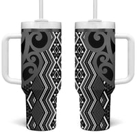 Maori Taniko Patterns Tumbler With Handle Black Patiki Motifs Mix Whakairo Ngaru