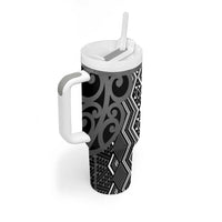 Maori Taniko Patterns Tumbler With Handle Black Patiki Motifs Mix Whakairo Ngaru