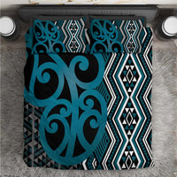Maori Taniko Patterns Bedding Set Azure Patiki Motifs Mix Whakairo Ngaru