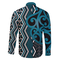 Maori Taniko Patterns Family Matching Puletasi and Hawaiian Shirt Azure Patiki Motifs Mix Whakairo Ngaru LT7 - Polynesian Pride