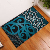 Maori Taniko Patterns Rubber Doormat Azure Patiki Motifs Mix Whakairo Ngaru