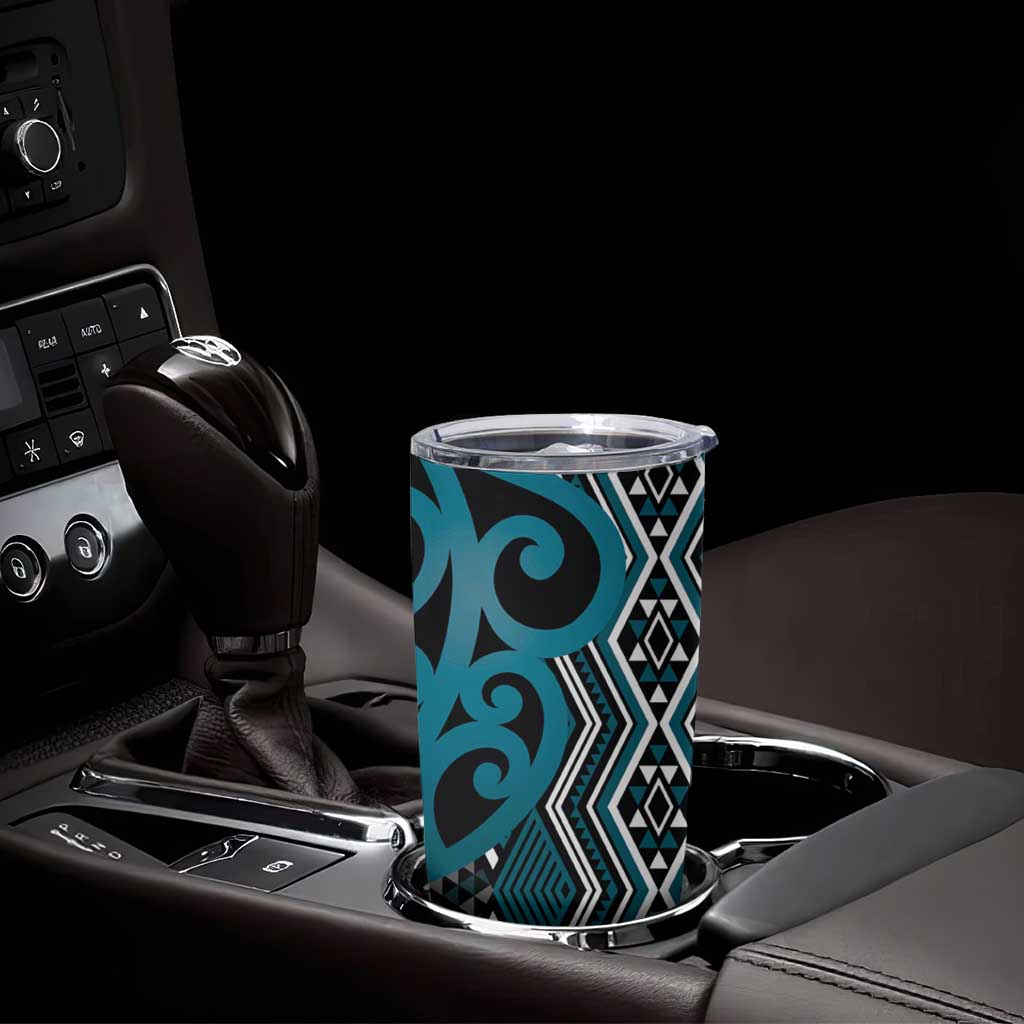 Maori Taniko Patterns Tumbler Cup Azure Patiki Motifs Mix Whakairo Ngaru