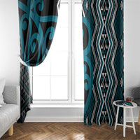 Maori Taniko Patterns Window Curtain Azure Patiki Motifs Mix Whakairo Ngaru
