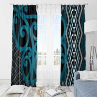 Maori Taniko Patterns Window Curtain Azure Patiki Motifs Mix Whakairo Ngaru