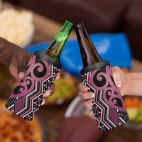 Maori Taniko Patterns 4 in 1 Can Cooler Tumbler Pink Patiki Motifs Mix Whakairo Ngaru