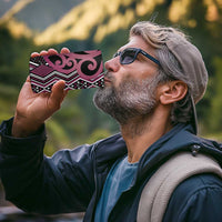 Maori Taniko Patterns 4 in 1 Can Cooler Tumbler Pink Patiki Motifs Mix Whakairo Ngaru