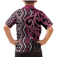 Maori Taniko Patterns Family Matching Mermaid Dress and Hawaiian Shirt Pink Patiki Motifs Mix Whakairo Ngaru LT7 - Polynesian Pride