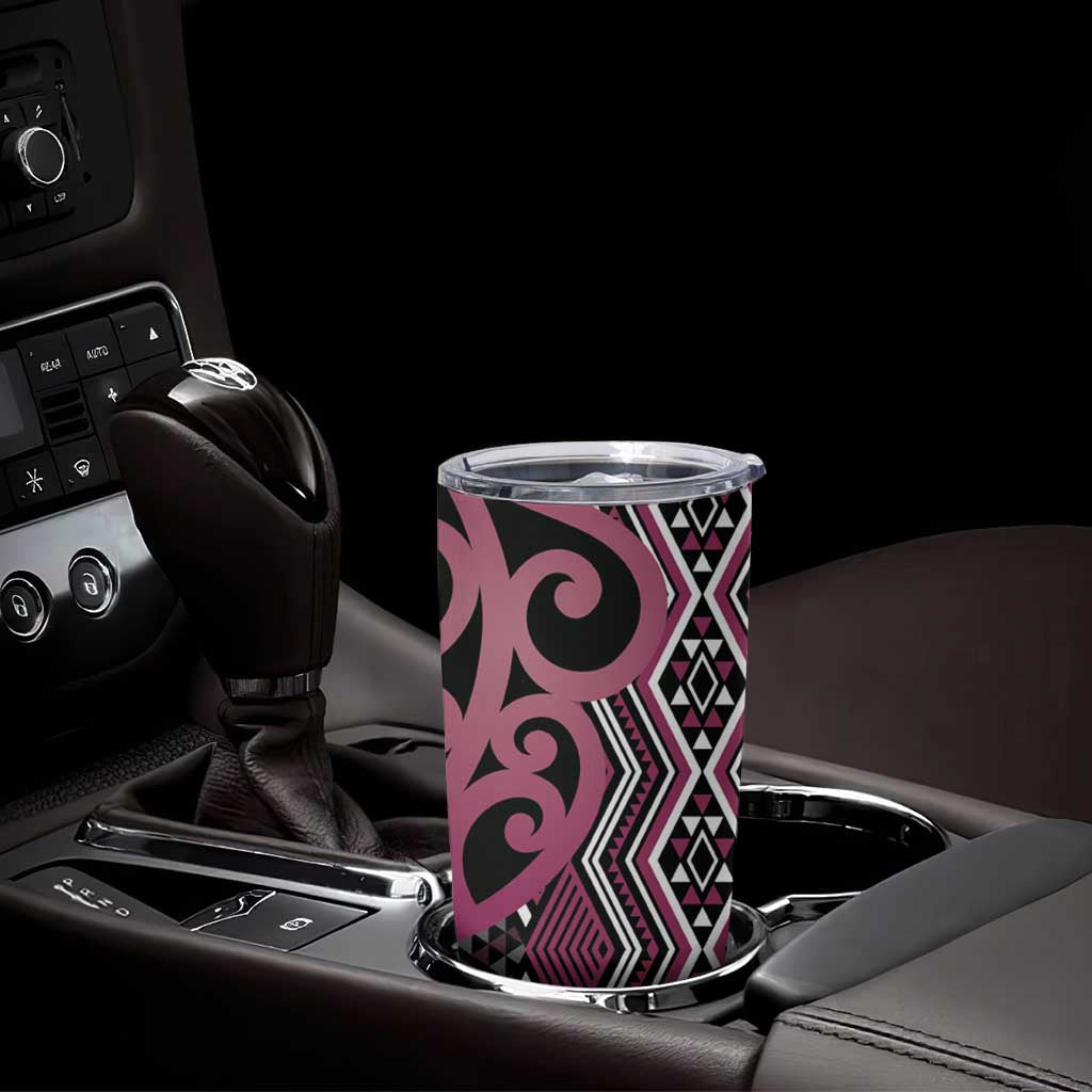 Maori Taniko Patterns Tumbler Cup Pink Patiki Motifs Mix Whakairo Ngaru