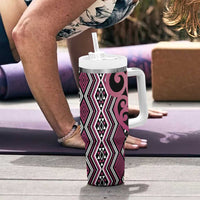 Maori Taniko Patterns Tumbler With Handle Pink Patiki Motifs Mix Whakairo Ngaru
