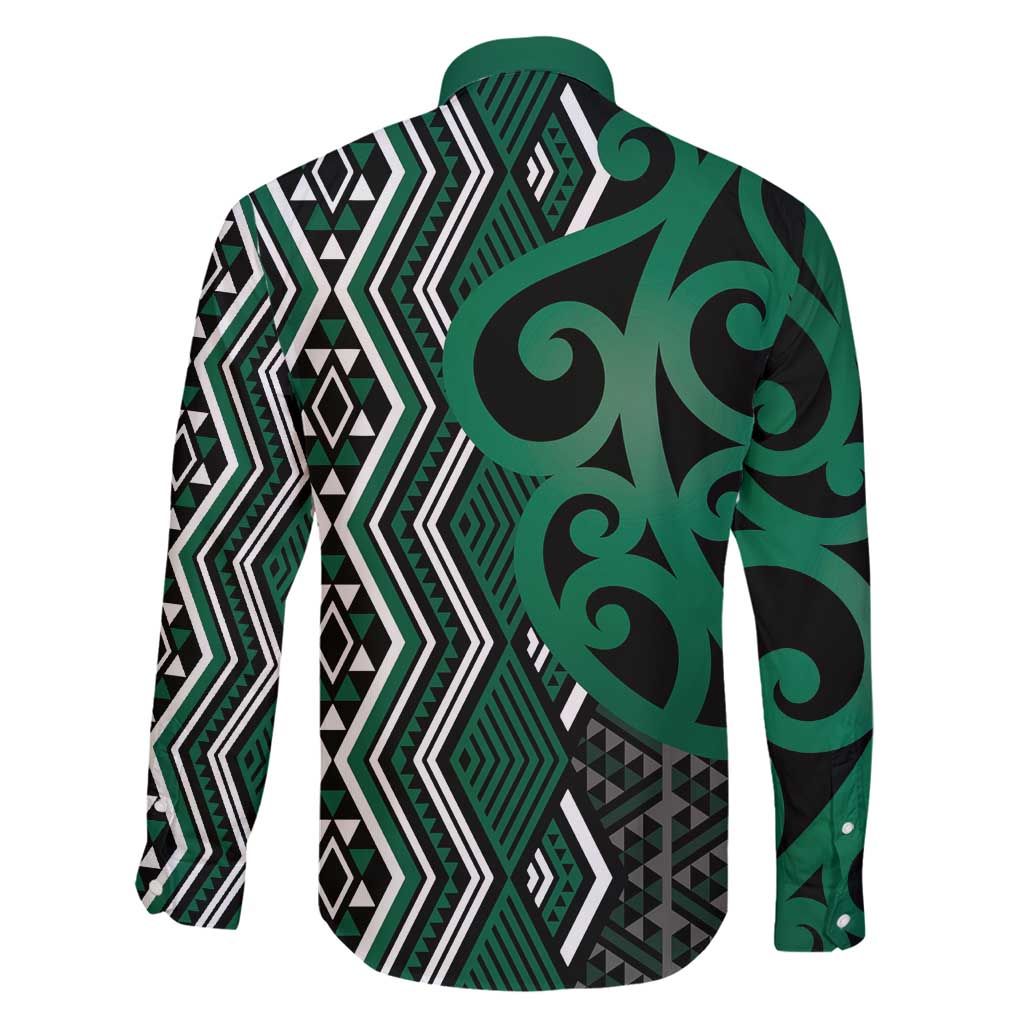 Maori Taniko Patterns Family Matching Long Sleeve Bodycon Dress and Hawaiian Shirt Pounamu Patiki Motifs Mix Whakairo Ngaru LT7 - Polynesian Pride