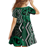 Maori Taniko Patterns Family Matching Off The Shoulder Long Sleeve Dress and Hawaiian Shirt Pounamu Patiki Motifs Mix Whakairo Ngaru LT7 - Polynesian Pride
