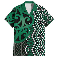 Maori Taniko Patterns Family Matching Puletasi and Hawaiian Shirt Pounamu Patiki Motifs Mix Whakairo Ngaru LT7 Dad's Shirt - Short Sleeve Green - Polynesian Pride