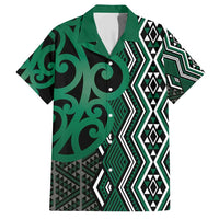 Maori Taniko Patterns Family Matching Short Sleeve Bodycon Dress and Hawaiian Shirt Pounamu Patiki Motifs Mix Whakairo Ngaru LT7 Dad's Shirt - Short Sleeve Green - Polynesian Pride