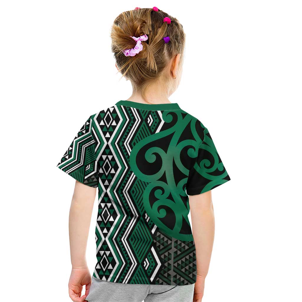 Maori Taniko Patterns Kid T Shirt Pounamu Patiki Motifs Mix Whakairo Ngaru